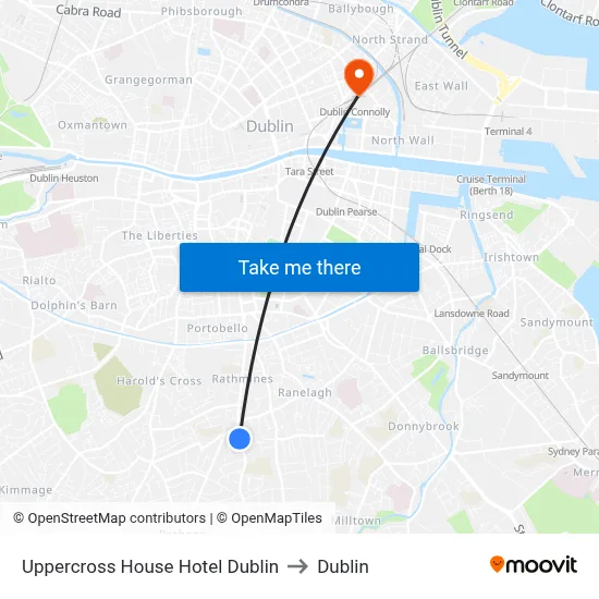 Uppercross House Hotel Dublin to Dublin map