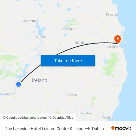 The Lakeside Hotel Leisure Centre Killaloe to Dublin map