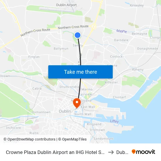 Crowne Plaza Dublin Airport an IHG Hotel Santry to Dublin map