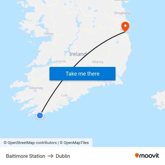 Baltimore Station to Dublin map