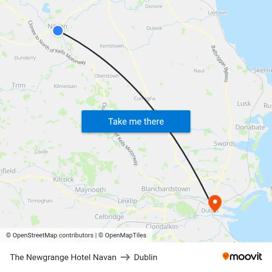 The Newgrange Hotel Navan to Dublin map