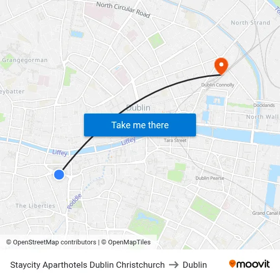 Staycity Aparthotels Dublin Christchurch to Dublin map