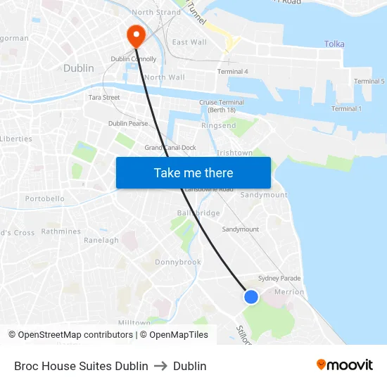 Broc House Suites Dublin to Dublin map
