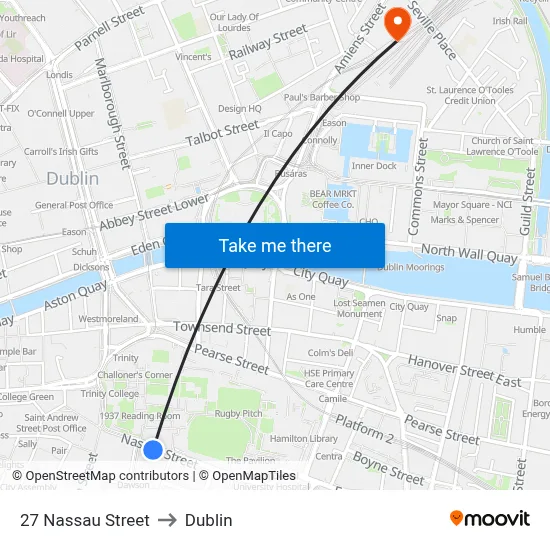 27 Nassau Street to Dublin map