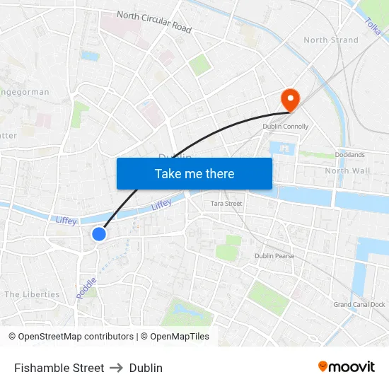 Fishamble Street to Dublin map