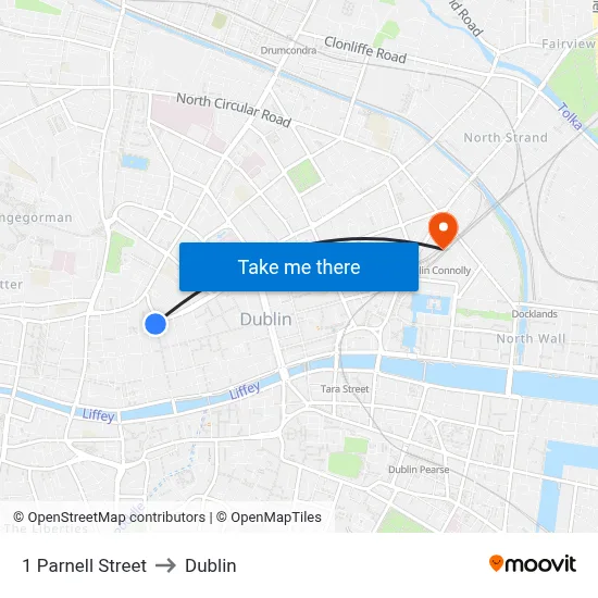 1 Parnell Street to Dublin map