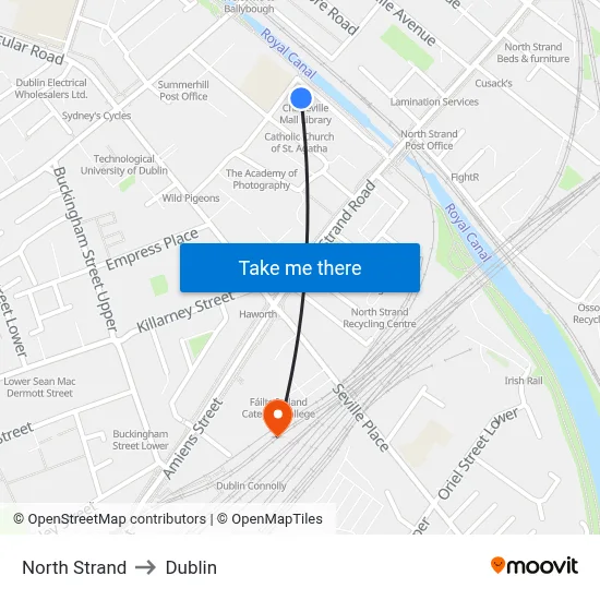 North Strand to Dublin map