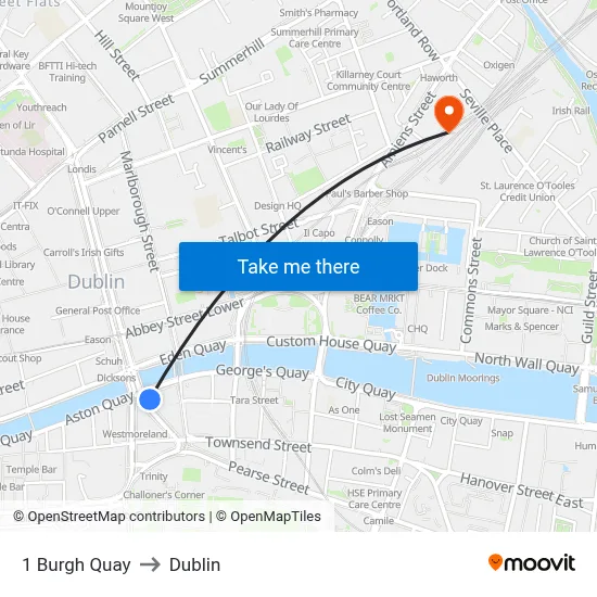 1 Burgh Quay to Dublin map