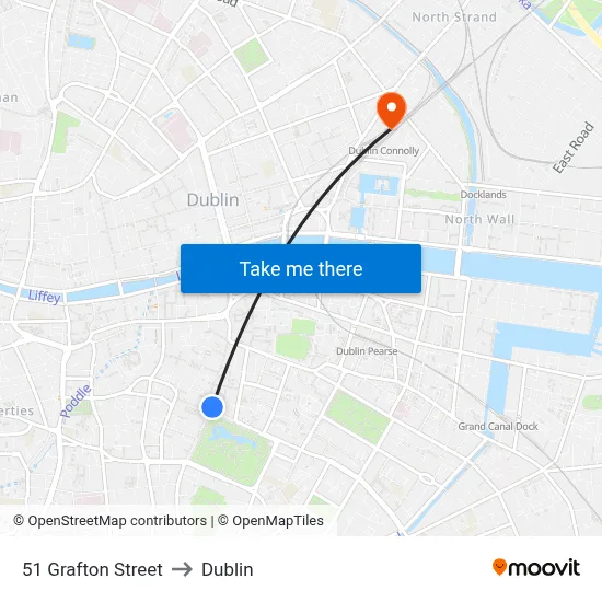51 Grafton Street to Dublin map
