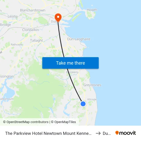 The Parkview Hotel Newtown Mount Kennedy Ireland to Dublin map