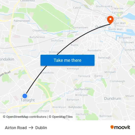 Airton Road to Dublin map