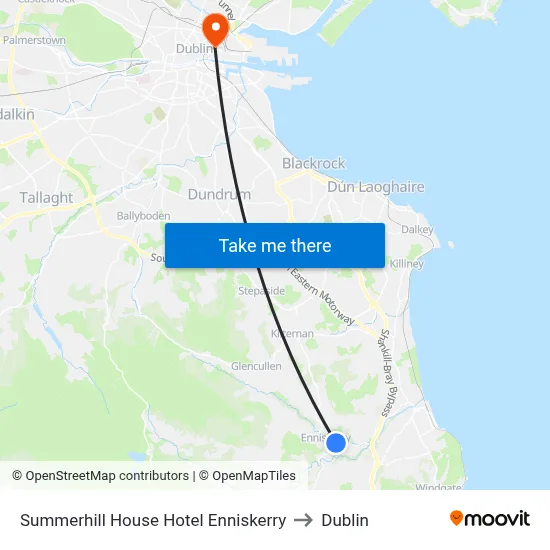 Summerhill House Hotel Enniskerry to Dublin map