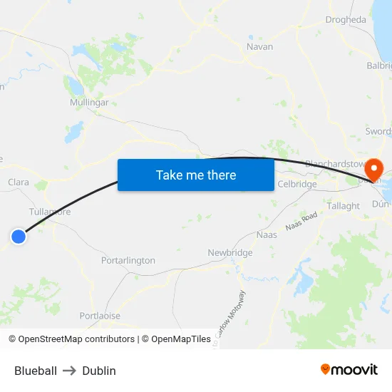 Blueball to Dublin map