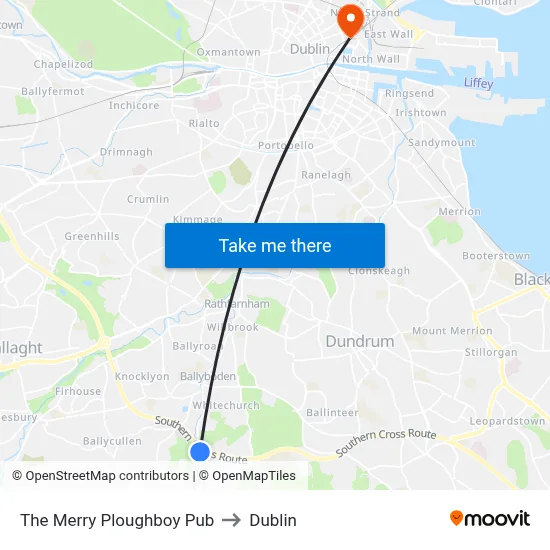 The Merry Ploughboy Pub to Dublin map