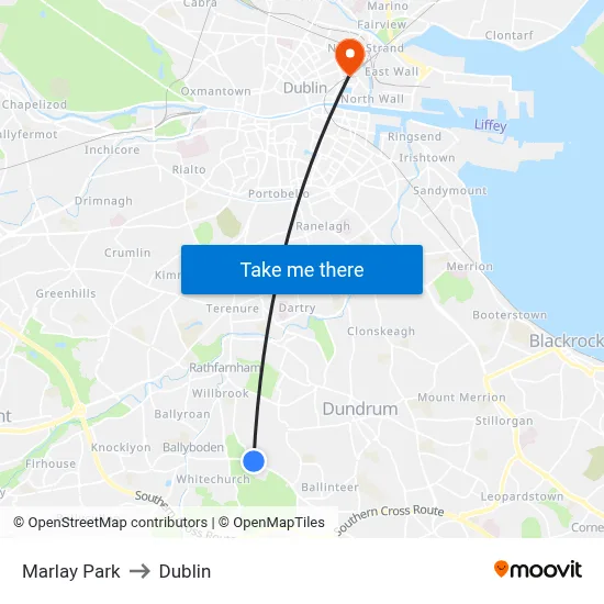 Marlay Park to Dublin map