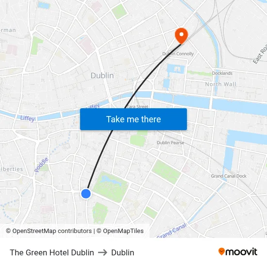 The Green Hotel Dublin to Dublin map