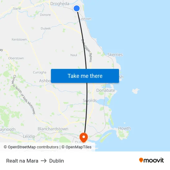 Realt na Mara to Dublin map