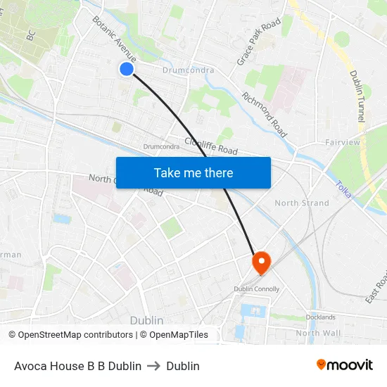 Avoca House B B Dublin to Dublin map