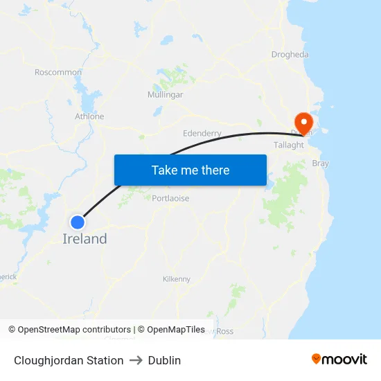 Cloughjordan Station to Dublin map