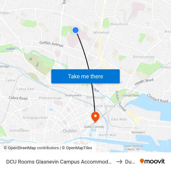 DCU Rooms Glasnevin Campus Accommodation Dublin to Dublin map