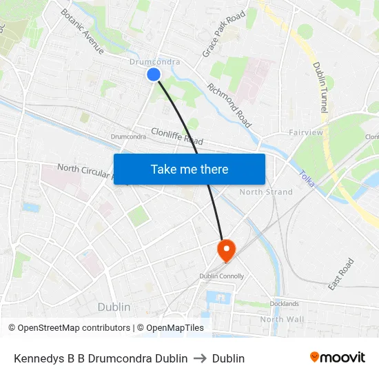 Kennedys B B Drumcondra Dublin to Dublin map