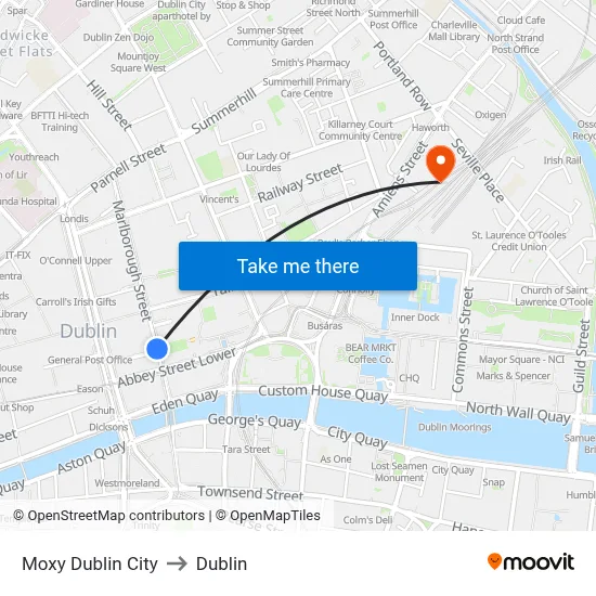 Moxy Dublin City to Dublin map