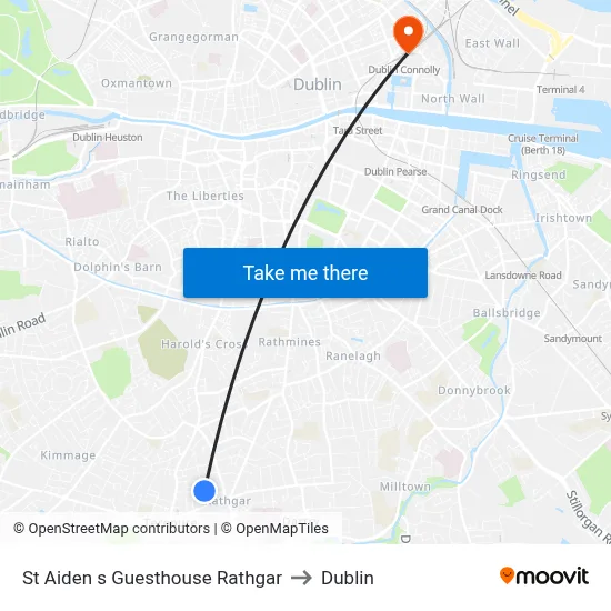 St Aiden s Guesthouse Rathgar to Dublin map