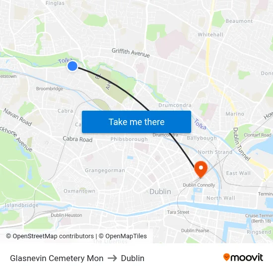 Glasnevin Cemetery Mon to Dublin map