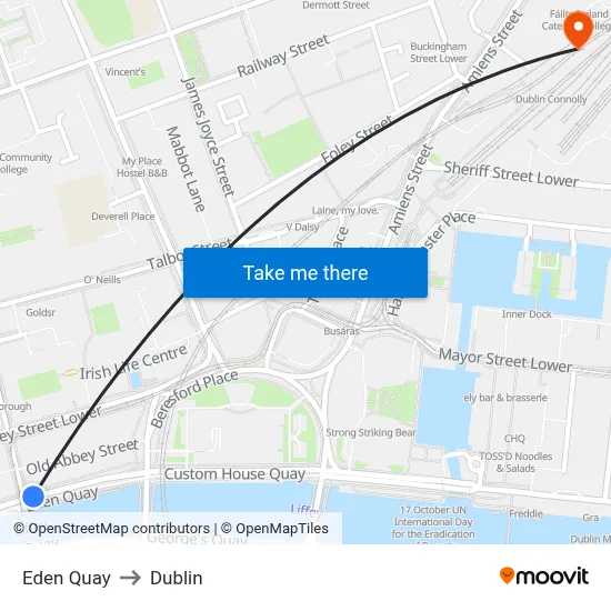 Eden Quay to Dublin map