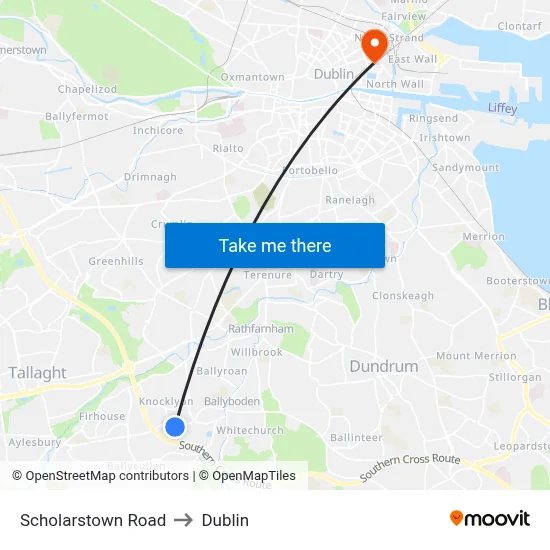 Scholarstown Road to Dublin map