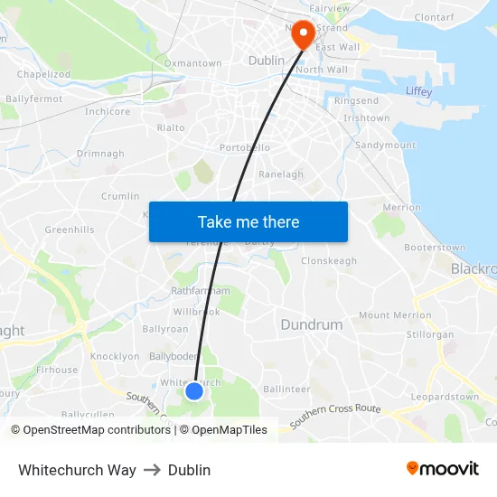 Whitechurch Way to Dublin map