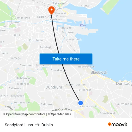 Sandyford Luas to Dublin map