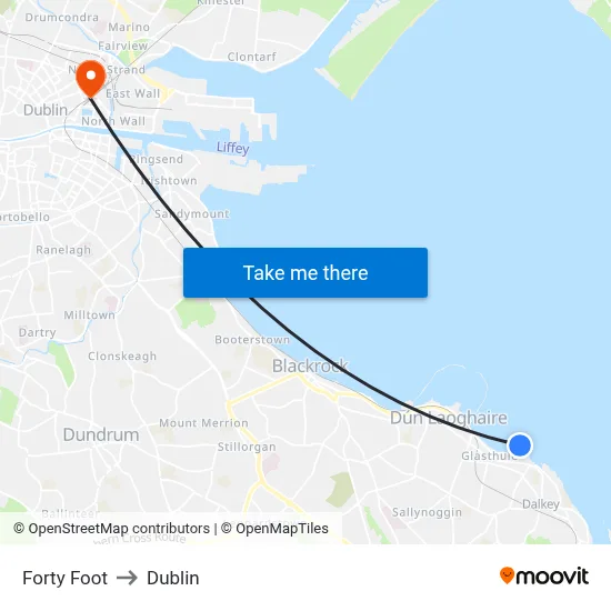 Forty Foot to Dublin map