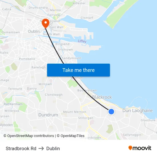 Stradbrook Rd to Dublin map