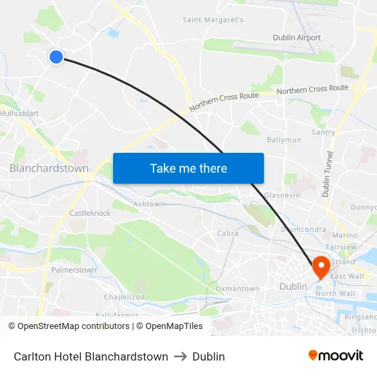 Carlton Hotel Blanchardstown to Dublin map