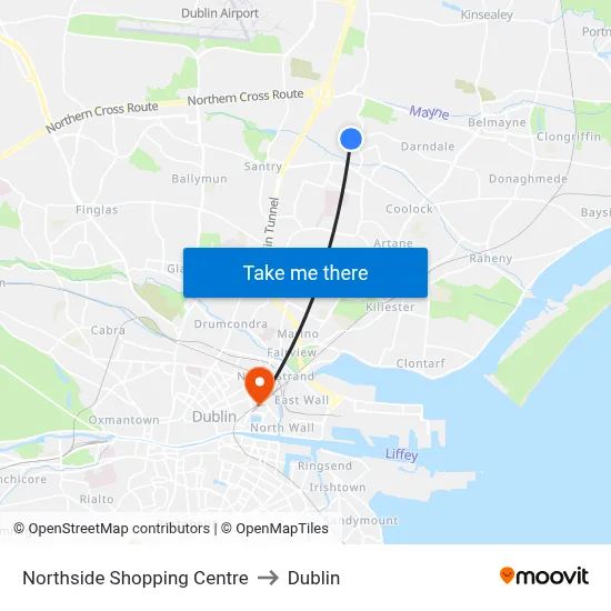 Northside Shopping Centre to Dublin map