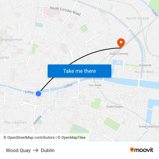 Wood Quay to Dublin map