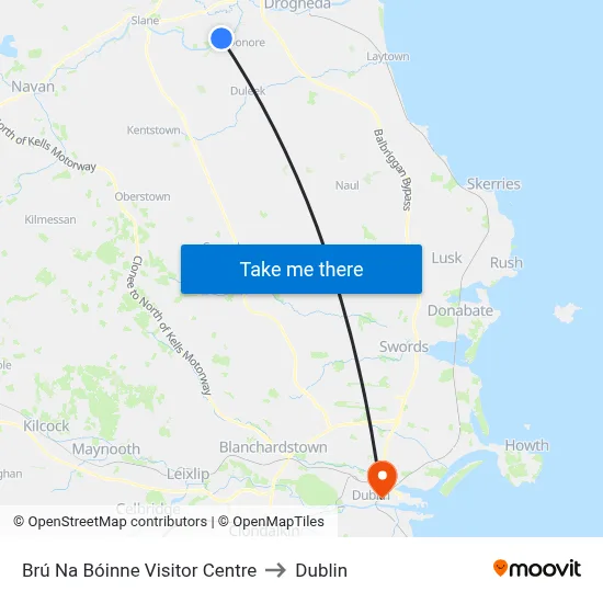 Brú Na Bóinne Visitor Centre to Dublin map