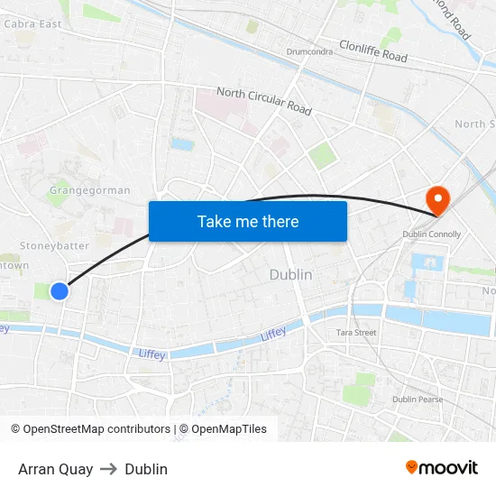 Arran Quay to Dublin map