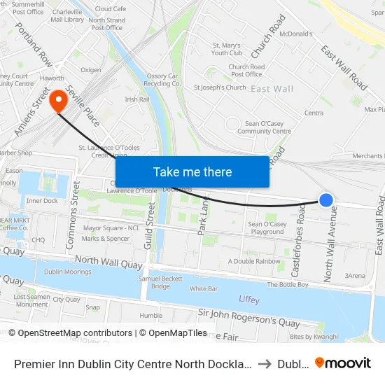 Premier Inn Dublin City Centre North Docklands to Dublin map