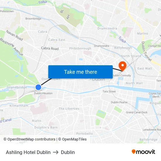 Ashling Hotel Dublin to Dublin map