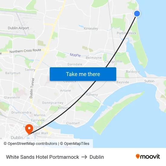 White Sands Hotel Portmarnock to Dublin map