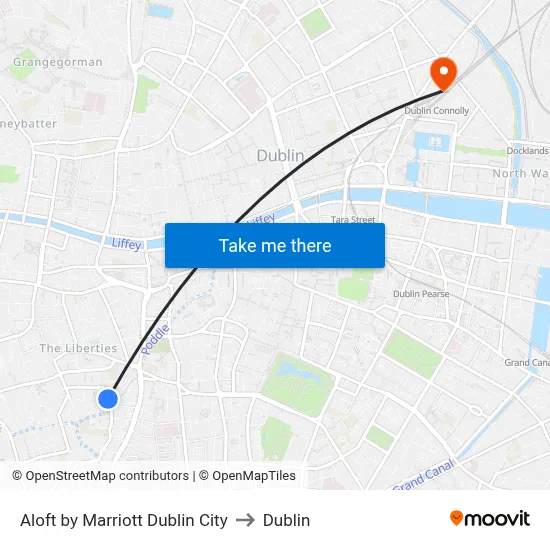 Aloft by Marriott Dublin City to Dublin map