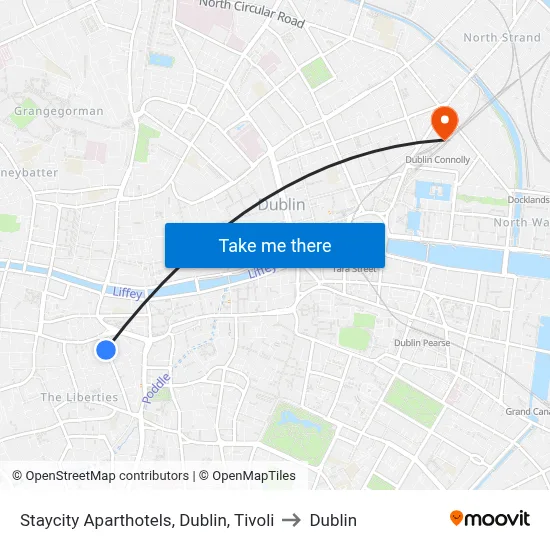 Staycity Aparthotels, Dublin, Tivoli to Dublin map
