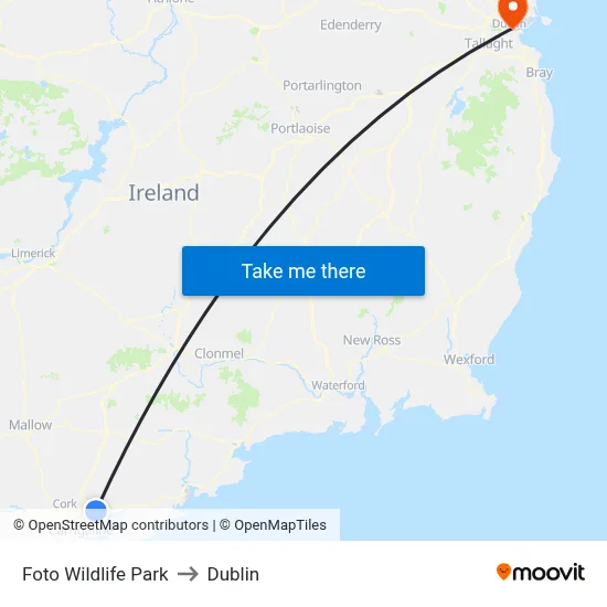 Foto Wildlife Park to Dublin map