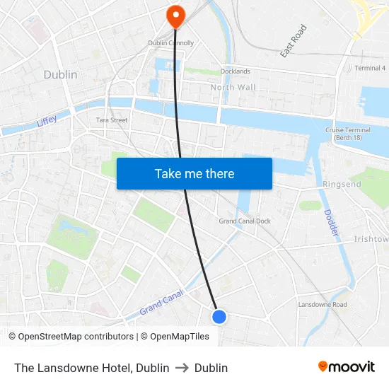 The Lansdowne Hotel, Dublin to Dublin map