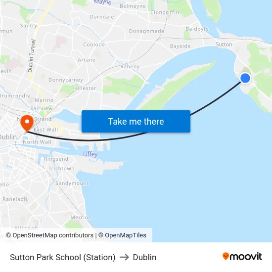 Sutton Park School (Station) to Dublin map