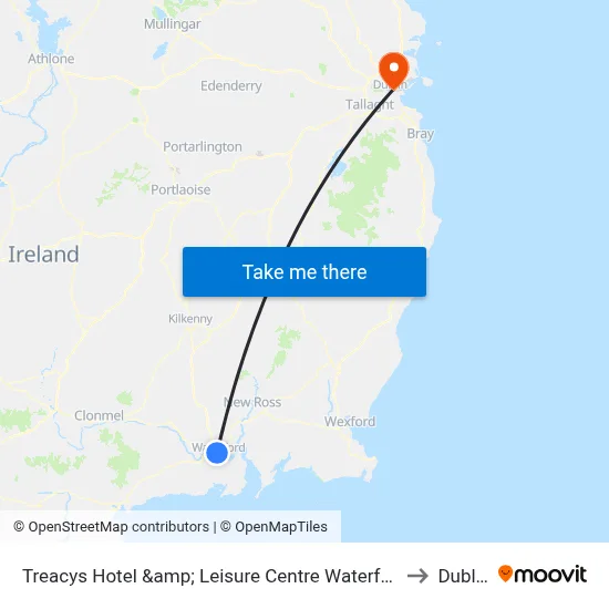Treacys Hotel &amp; Leisure Centre Waterford to Dublin map