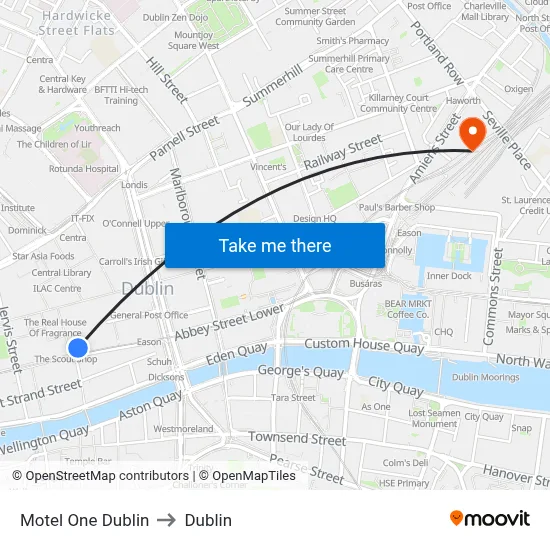 Motel One Dublin to Dublin map
