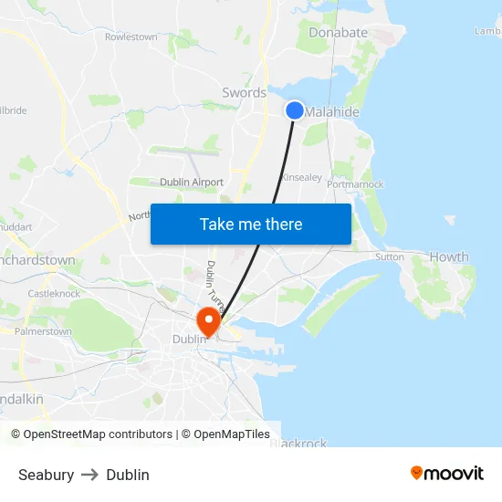 Seabury to Dublin map